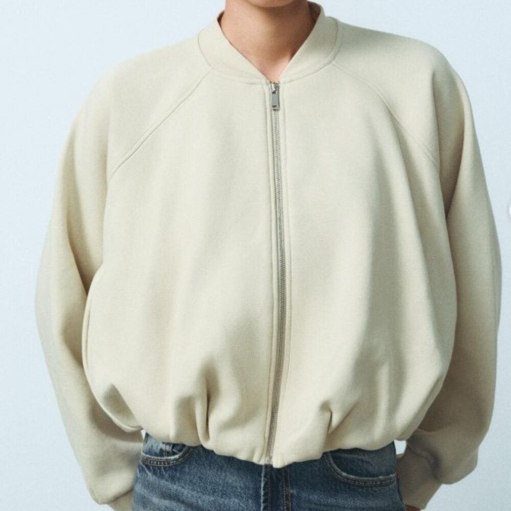 Zara Women's Cream and White Jacket Size med